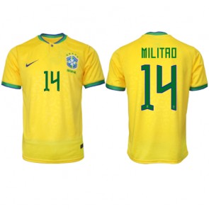 Brasilien Eder Militao #14 Hemmatröja VM 2022 Kortärmad